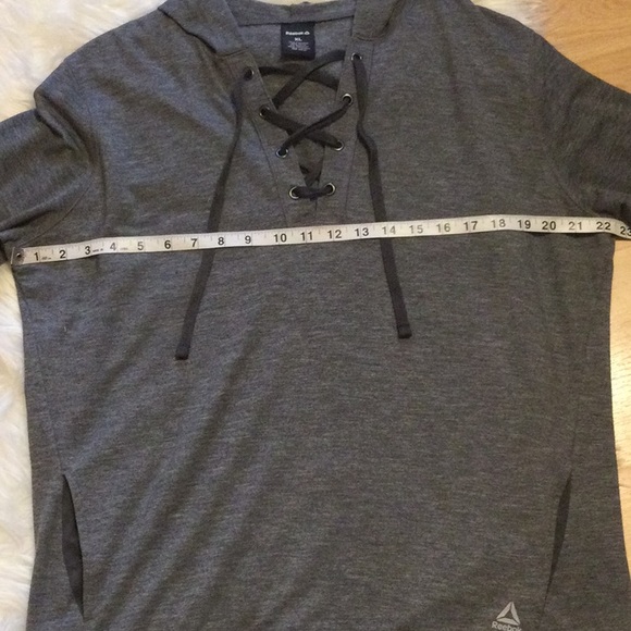 Reebok  grey hoodie sweatshirt lace up front long sleeves  side pocket… - Picture 9 of 9